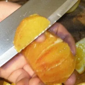 Fetta arancia pelata a vivo